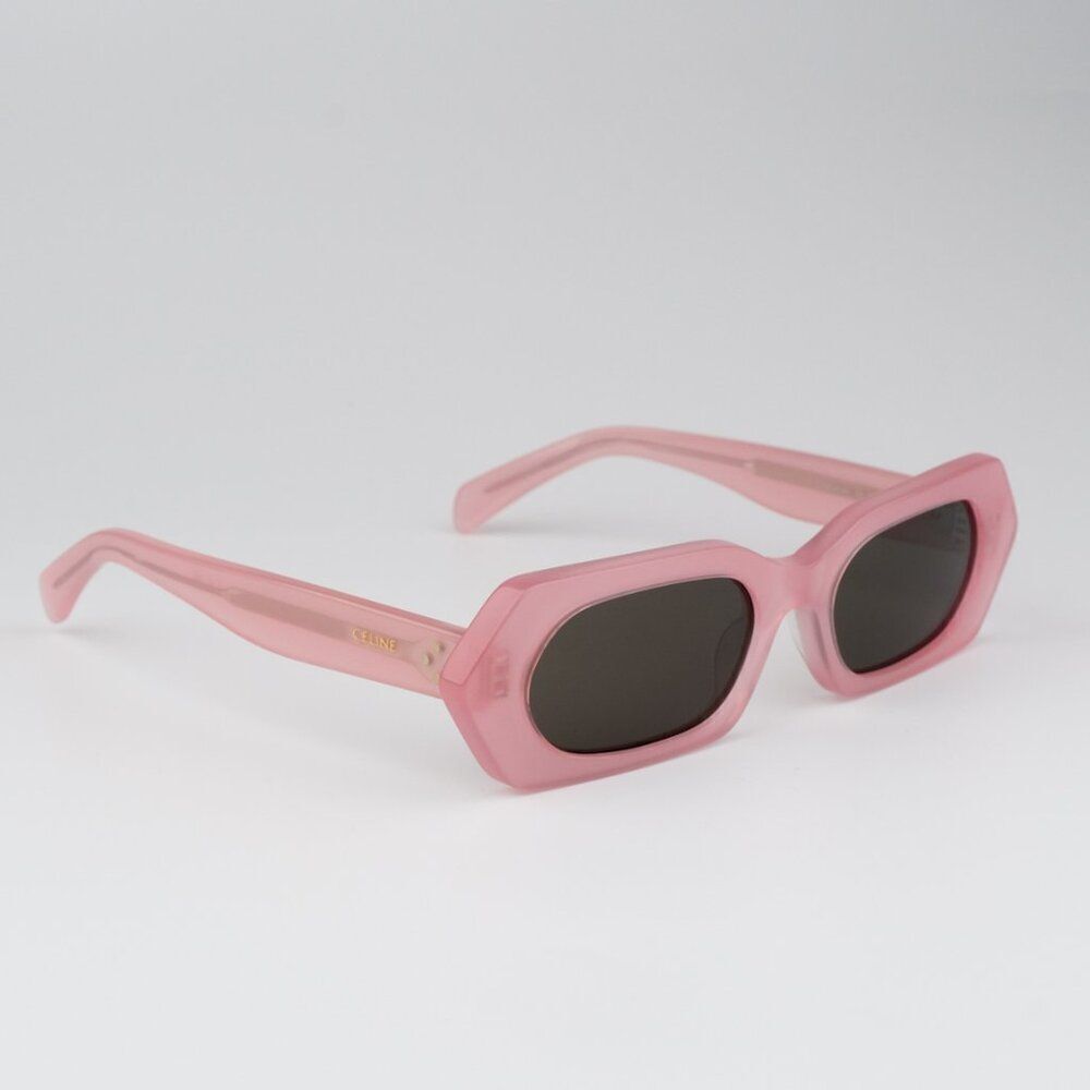 NEW Celine CL40243I 72J Shiny Opal Pink Brown Rectangle Women Sunglasses - Picture 5 of 10